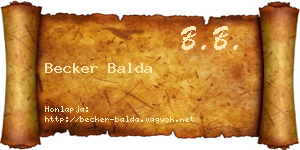 Becker Balda névjegykártya